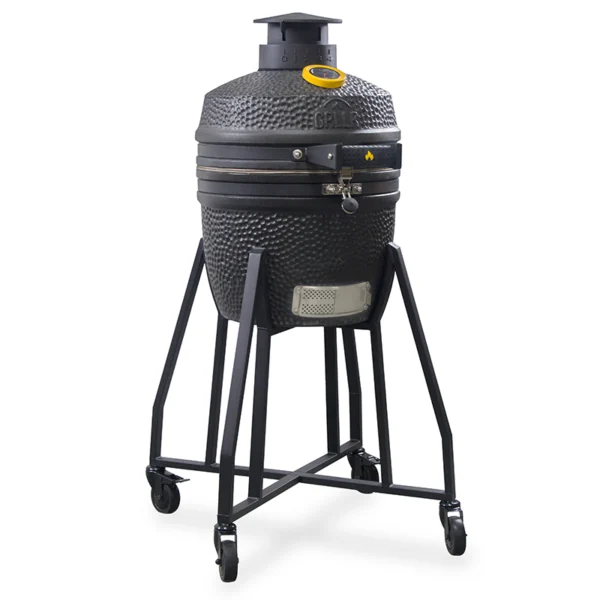 Kamado žar GRLLR Ember 16 palcev na oglje z vozičkom, kompakten keramični BBQ žar za peko in dimljenje na terasi.
